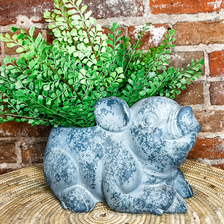 Charcoal Pig Planter13x8.75x 7.75”