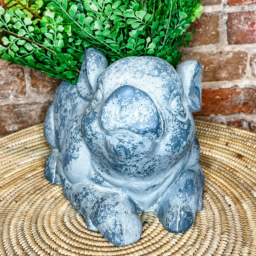 Charcoal Pig Planter13x8.75x 7.75”