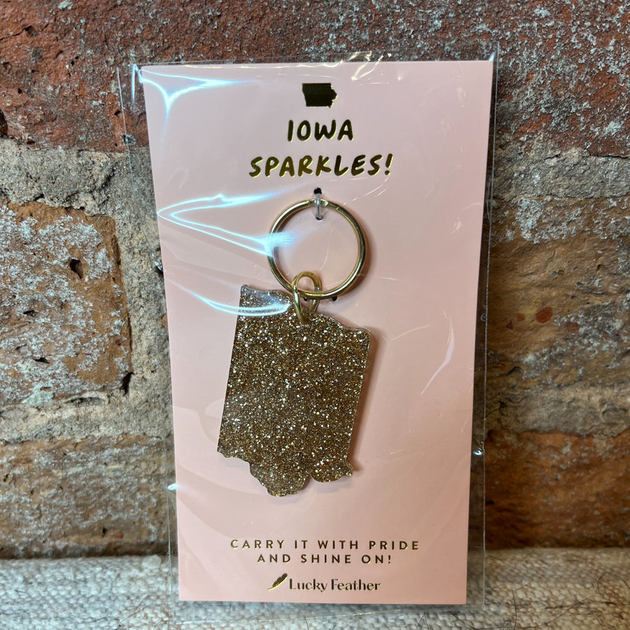 Iowa Glitter Keychain