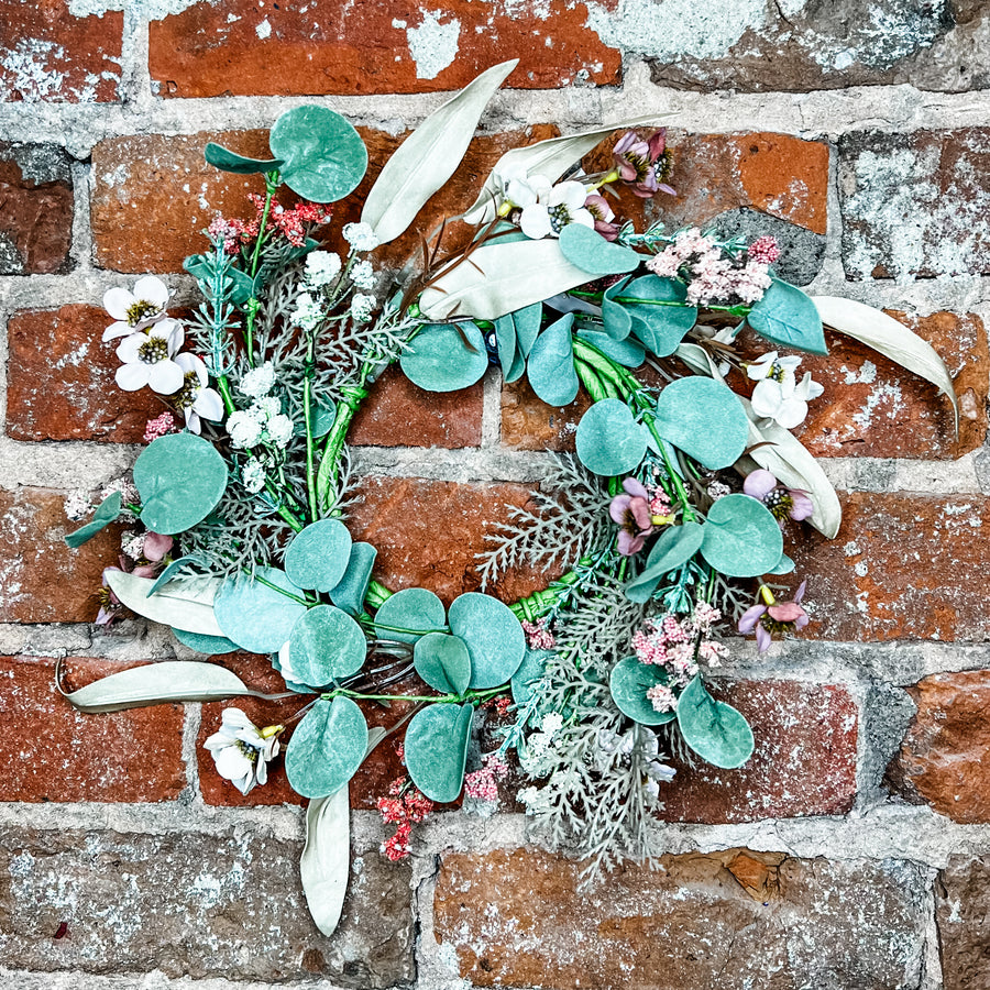 Rust Flower/Eucalyptus Ring 13.5”