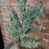 Frosted Juniper Pinecone/Berries Spray 25”