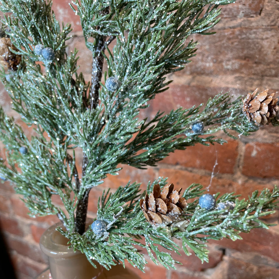 Frosted Juniper Pinecone/Berries Spray 25”