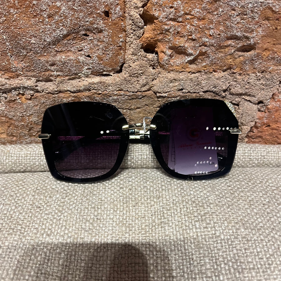 Square Sunglasses w/Rhinestone Detail