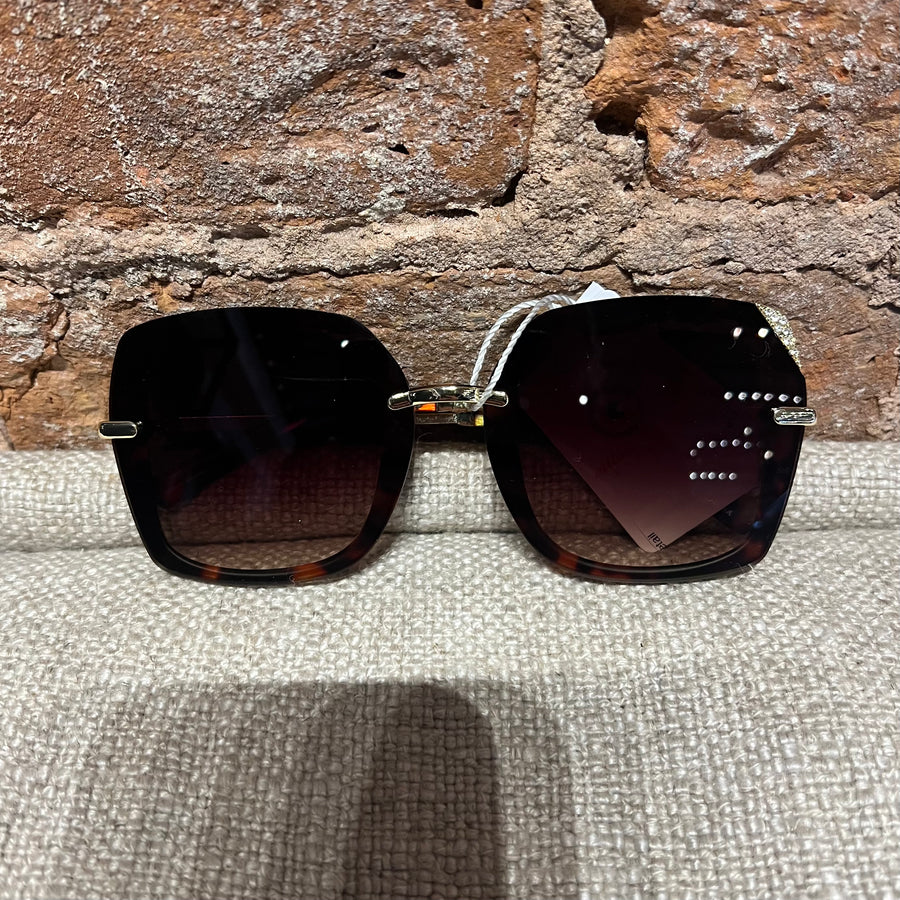 Square Sunglasses w/Rhinestone Detail