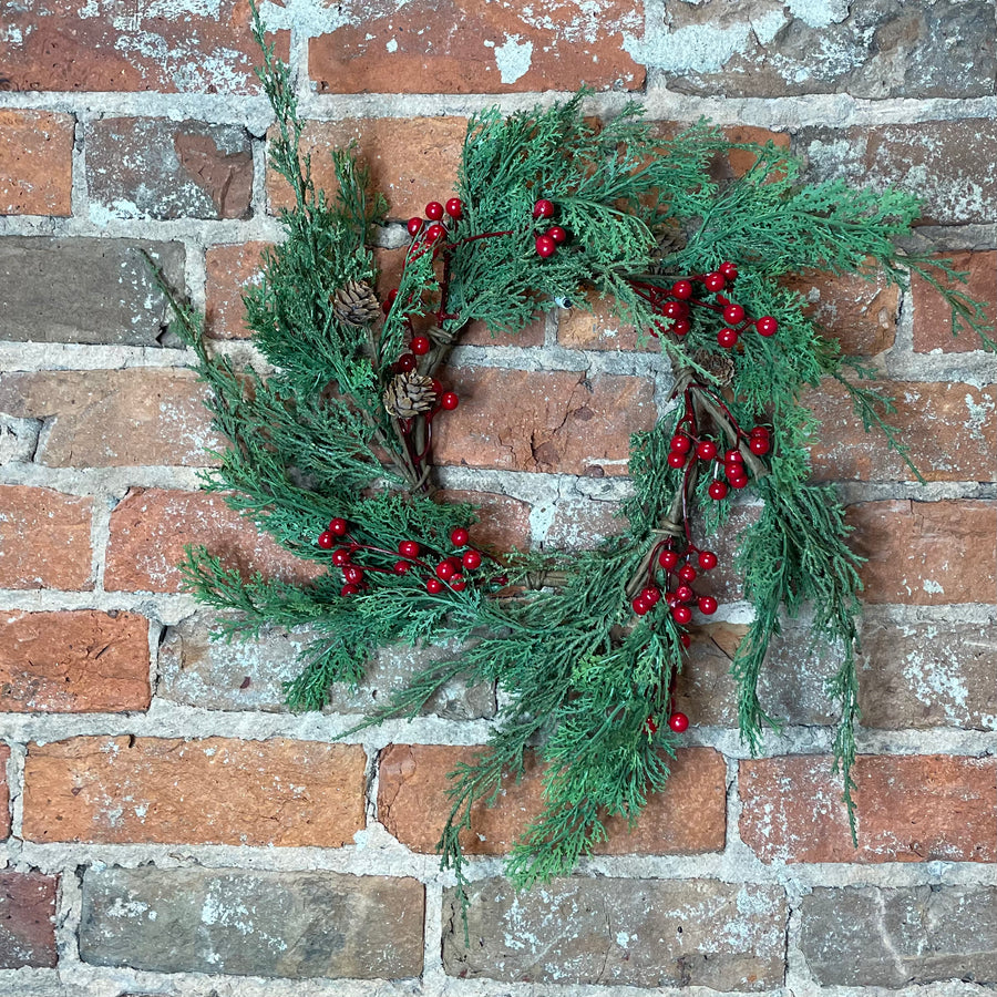 Pinecone & Red Berry Wreath 17.5"