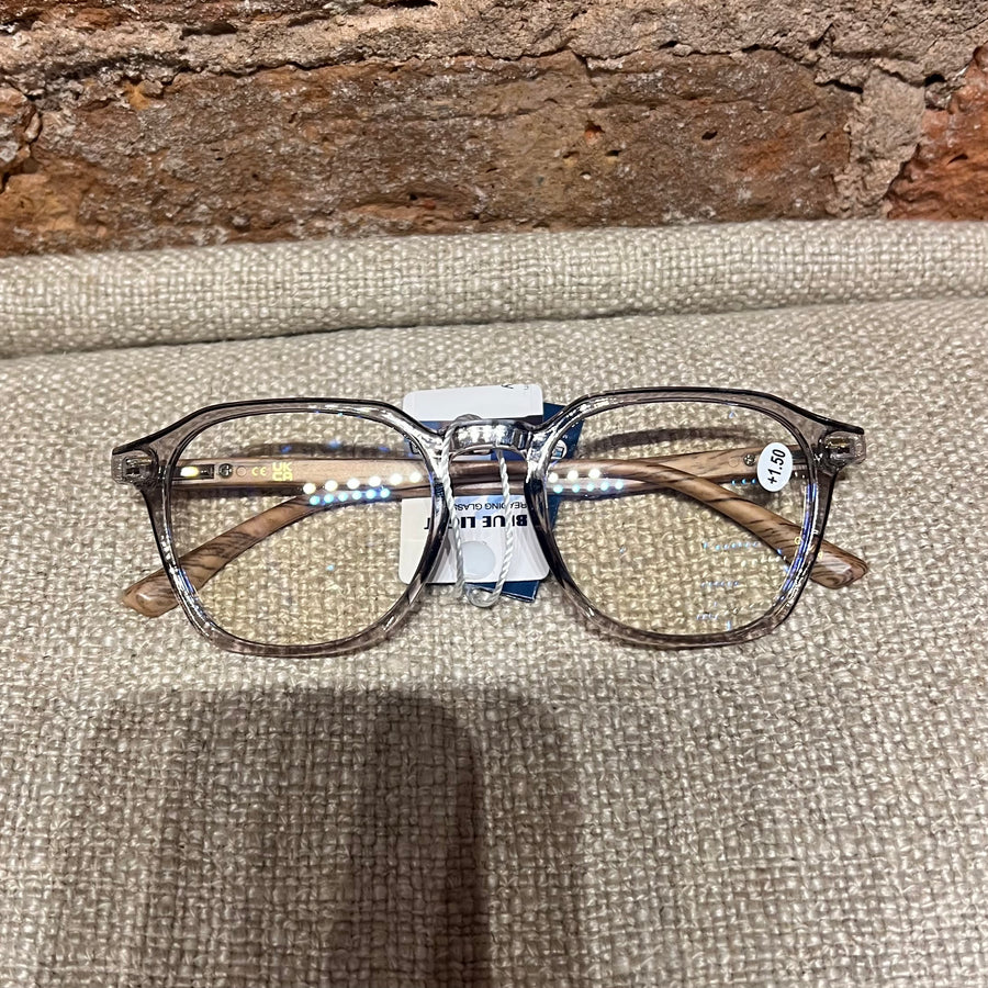 Unisex Wood Grain Rounded Square Reading Glasses