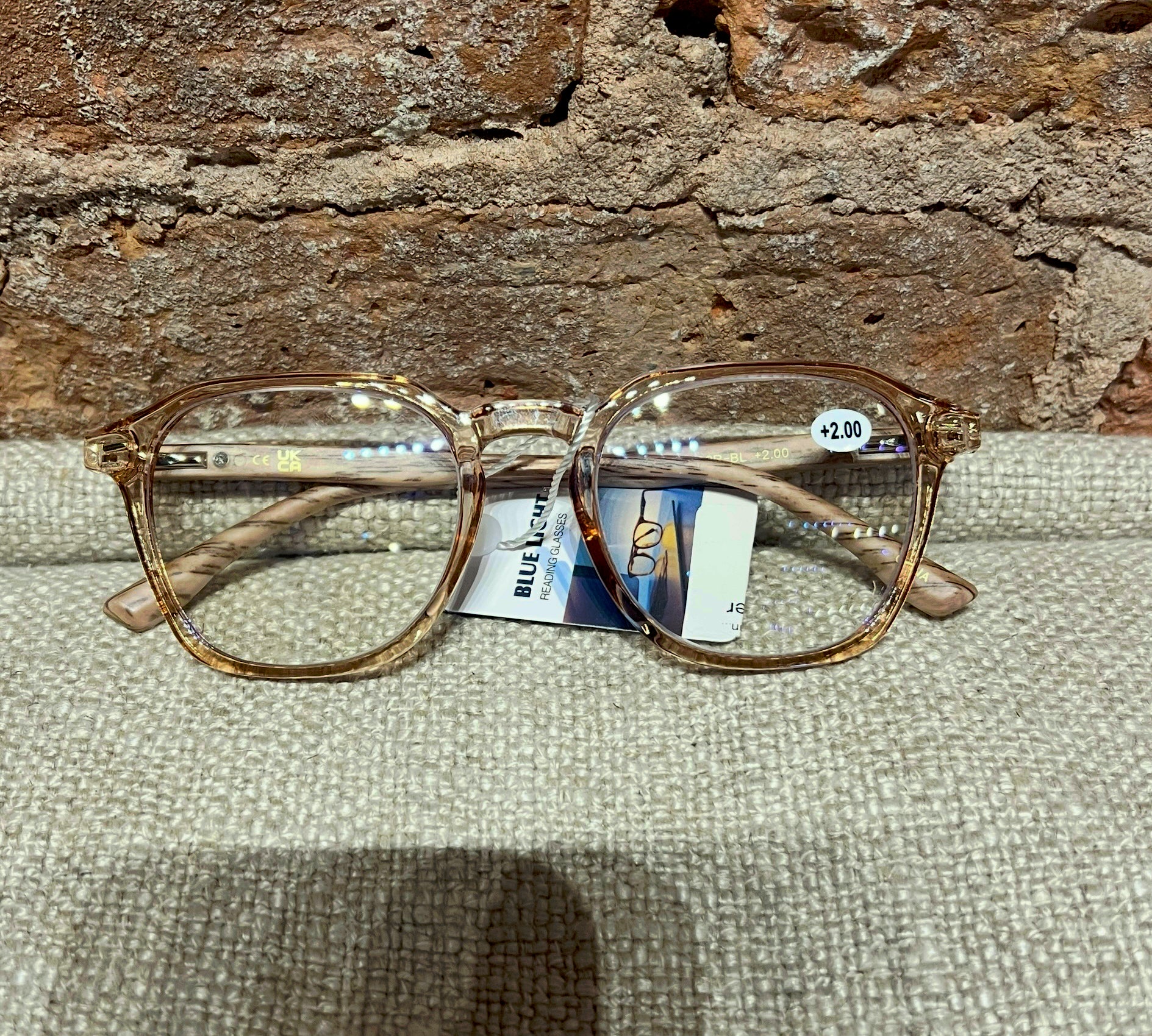 Unisex Wood Grain Rounded Square Reading Glasses