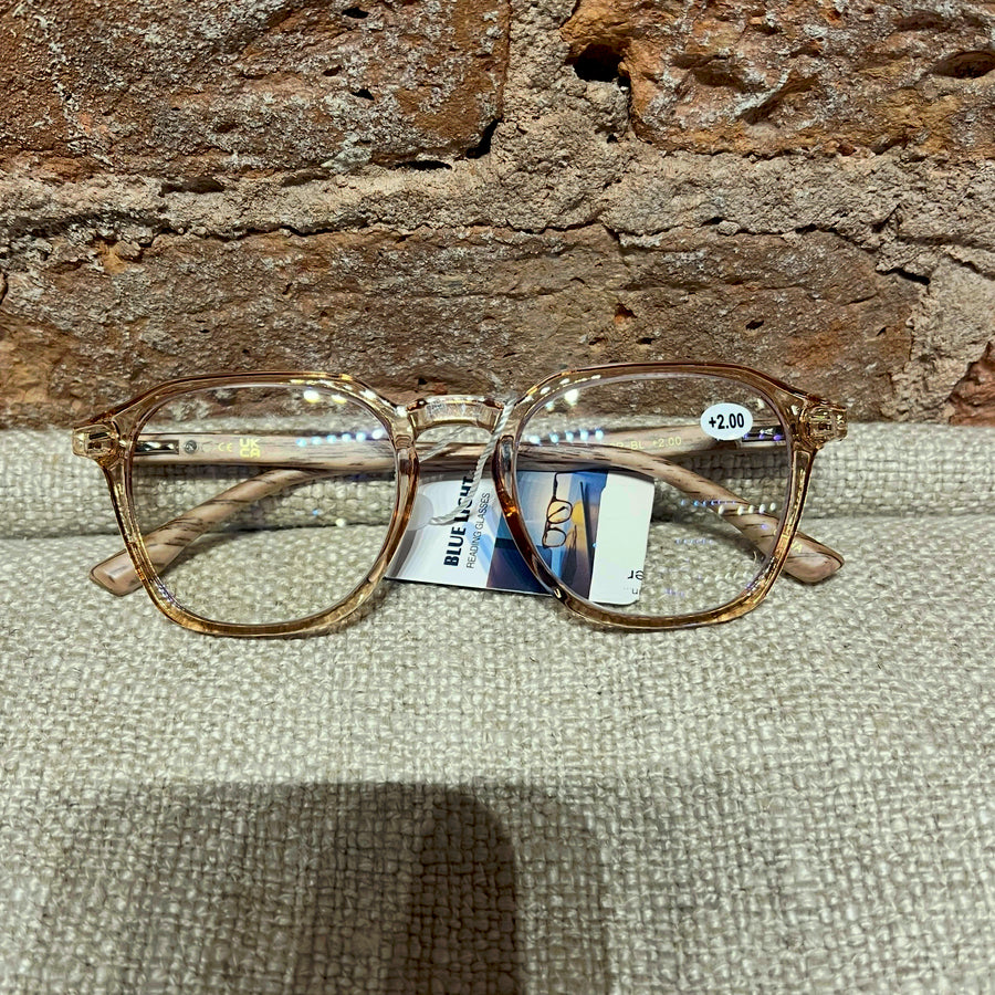 Unisex Wood Grain Rounded Square Reading Glasses
