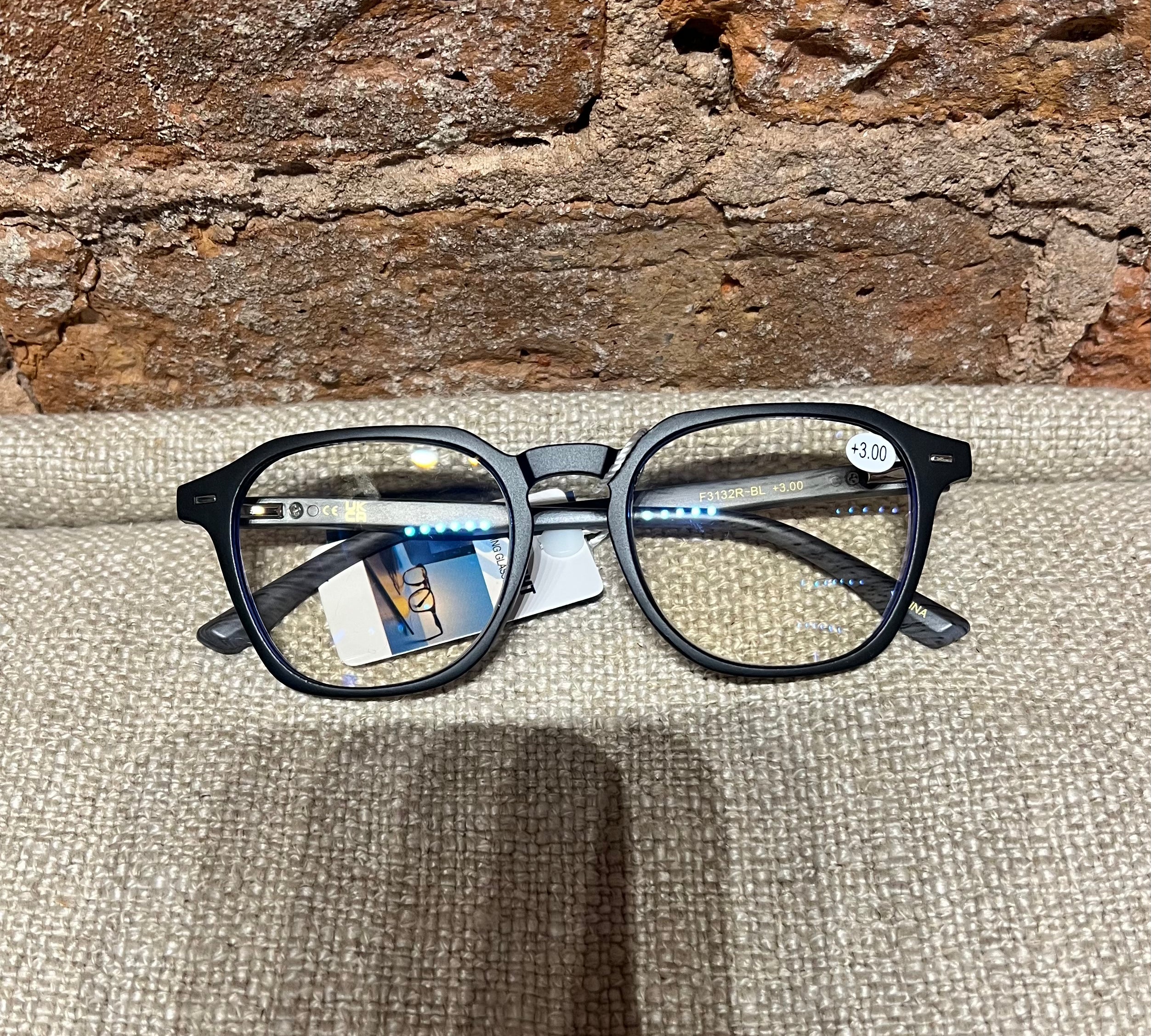 Unisex Wood Grain Rounded Square Reading Glasses