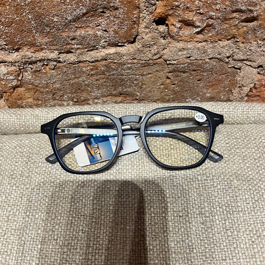 Unisex Wood Grain Rounded Square Reading Glasses
