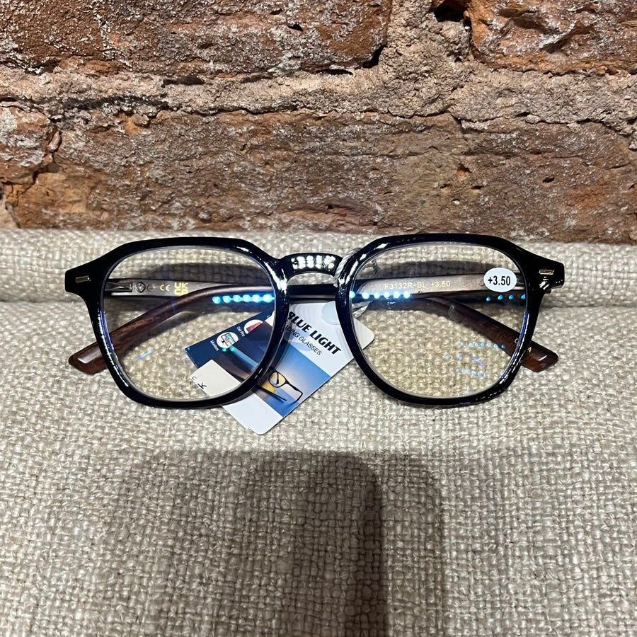 Unisex Wood Grain Rounded Square Reading Glasses