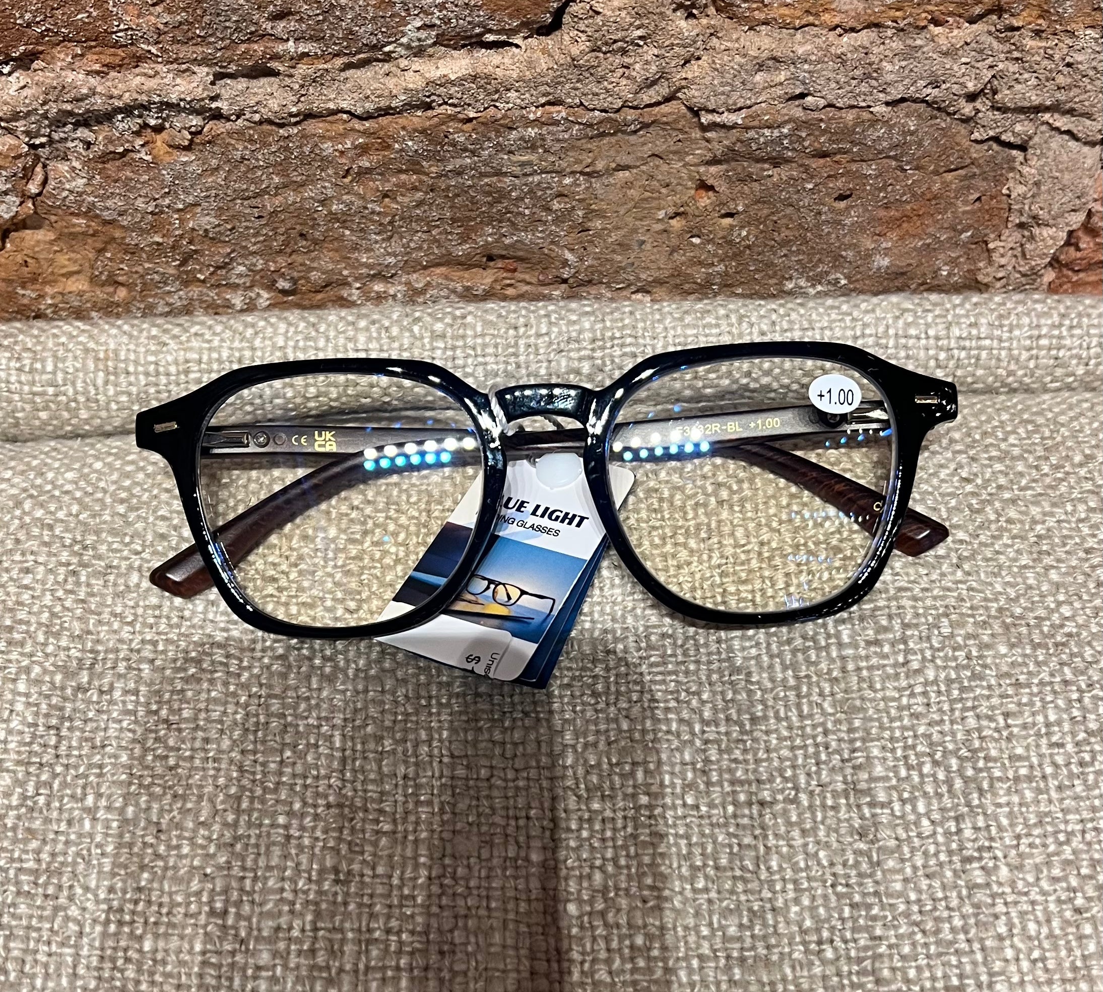 Unisex Wood Grain Rounded Square Reading Glasses