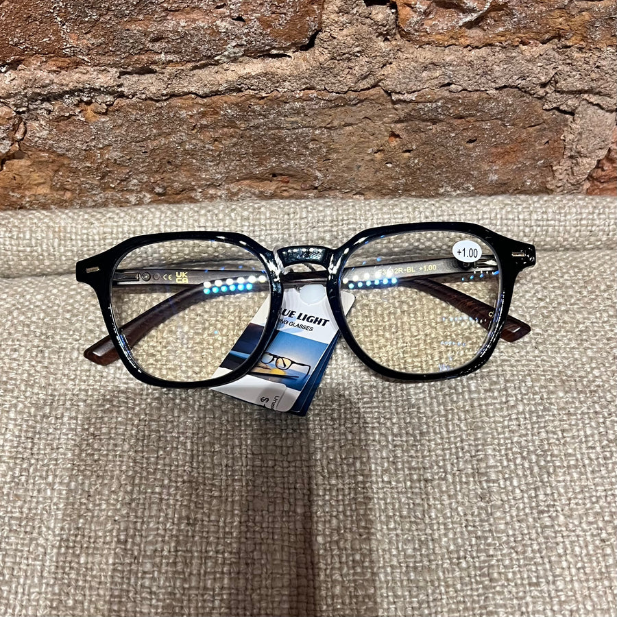Unisex Wood Grain Rounded Square Reading Glasses