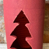 Red Clay Christmas Tree Luminary 8"