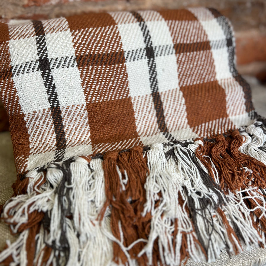 Orange Fall Plaid Throw 50x60"