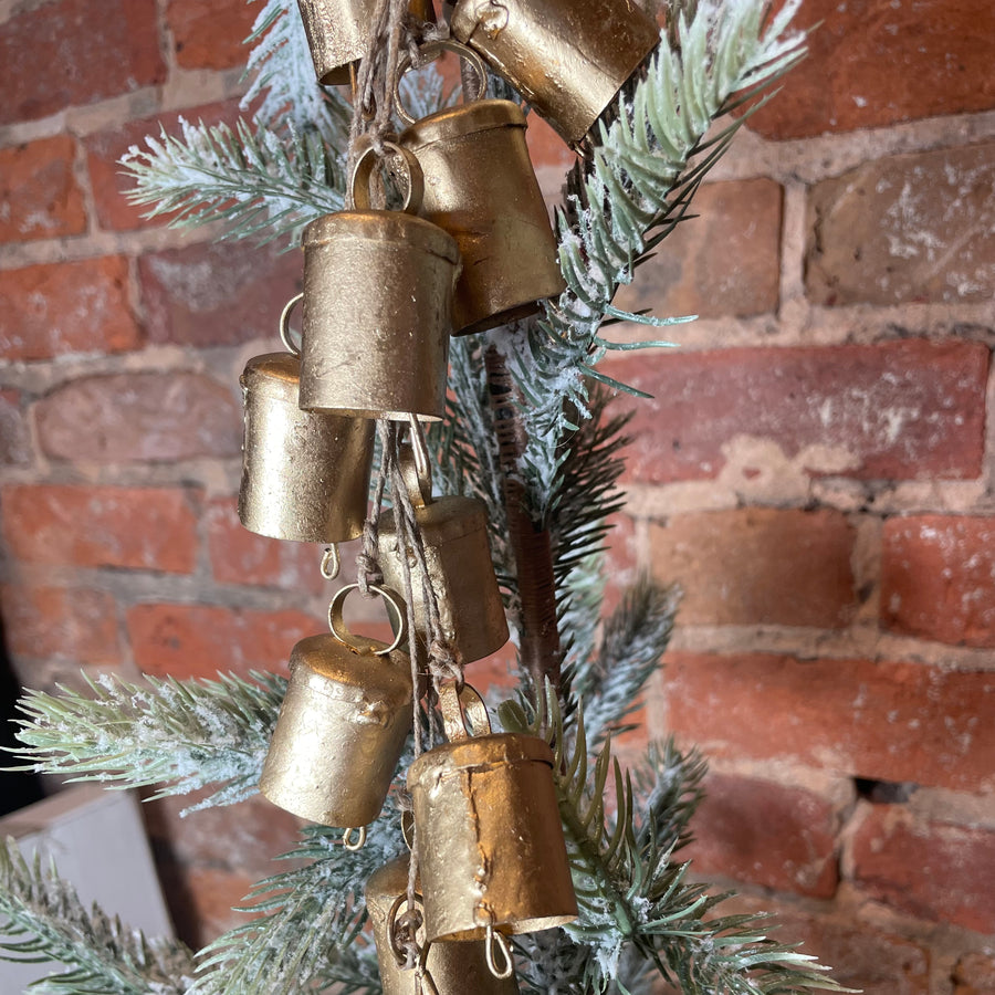 Gold Handmade Hanging Bells on Jute 13”