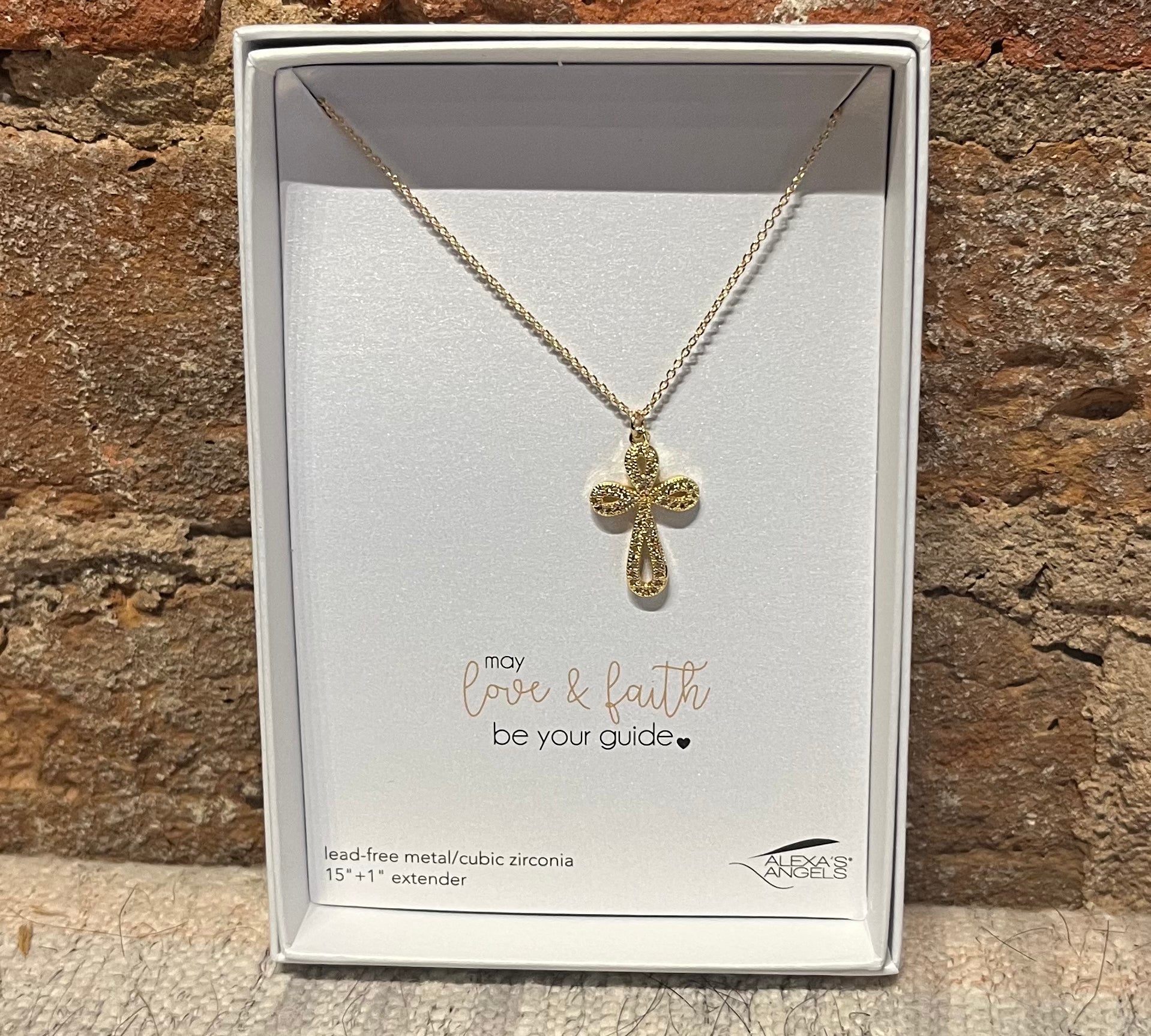 Love/Faith Pave Cross Necklace 15"