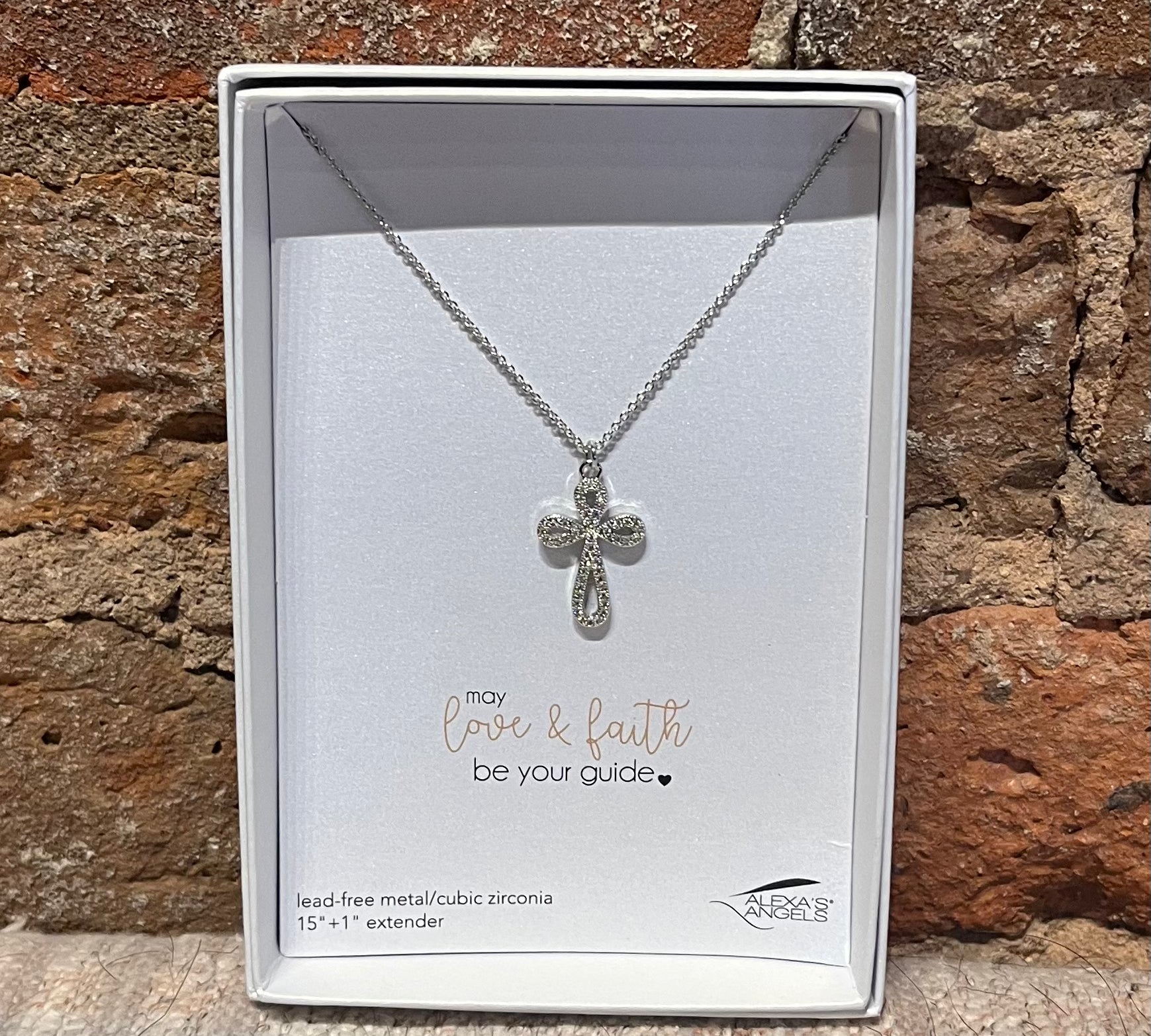 Love/Faith Pave Cross Necklace 15"