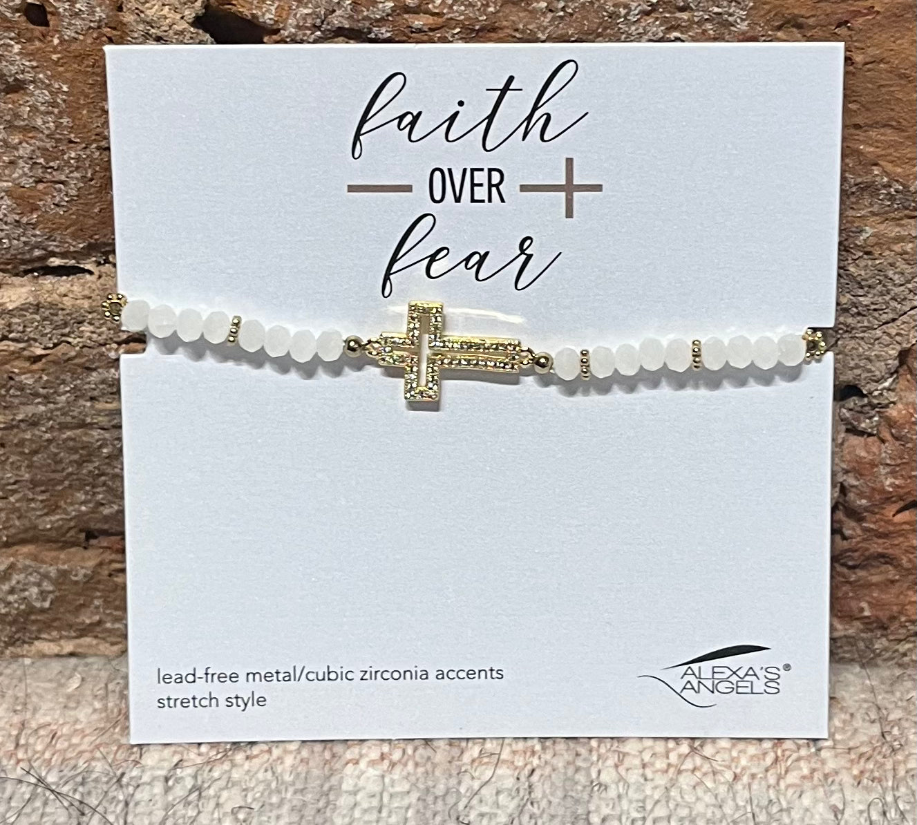 Faith Over Fear Cross Bracelet 7"