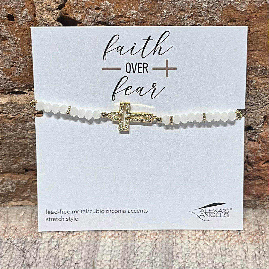 Faith Over Fear Cross Bracelet 7"