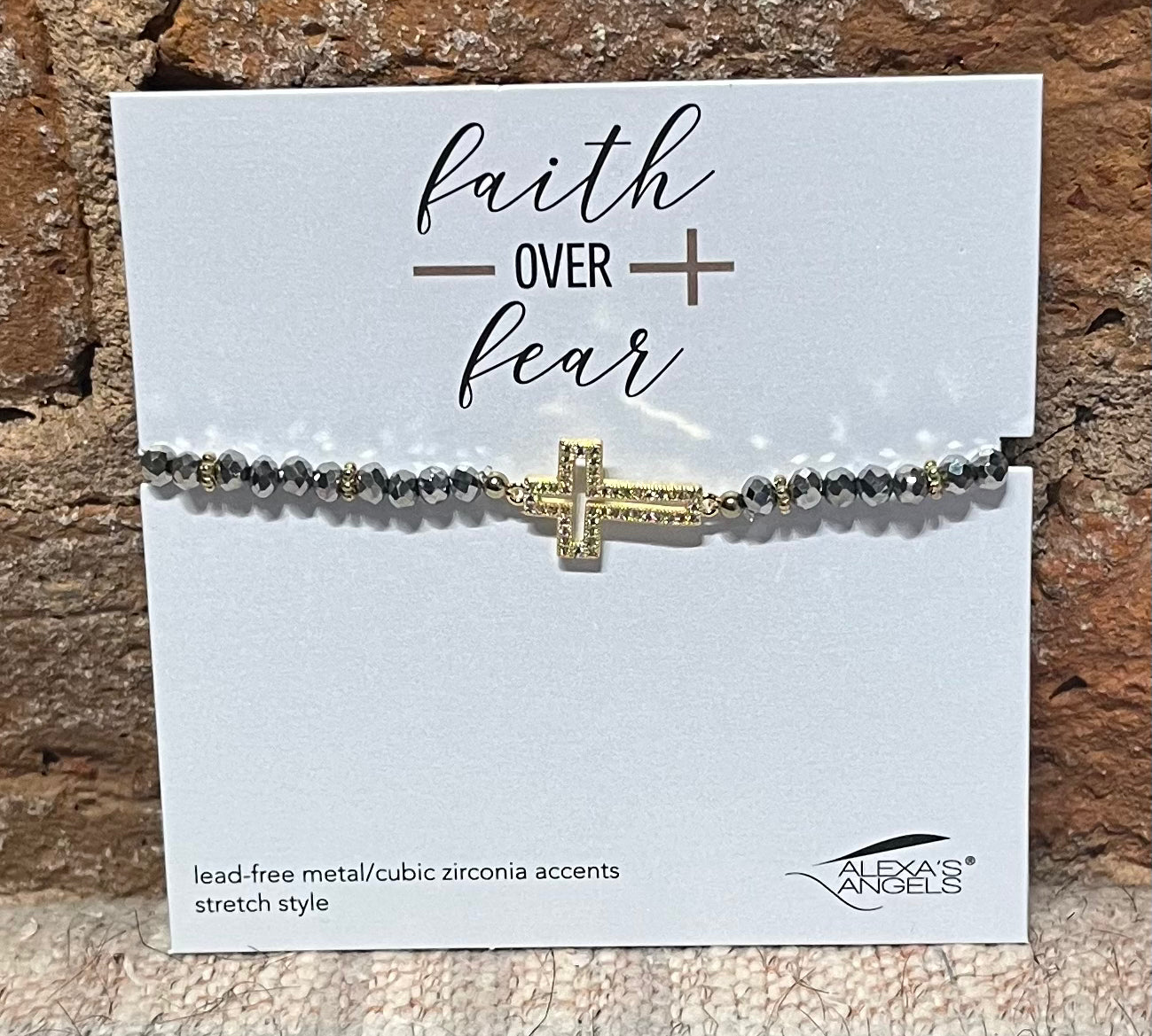 Faith Over Fear Cross Bracelet 7"
