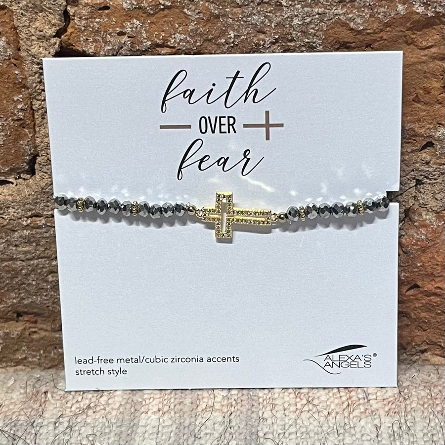 Faith Over Fear Cross Bracelet 7"