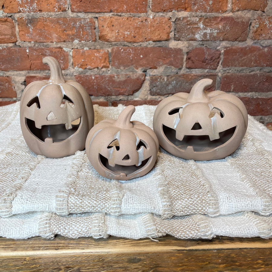 Terracotta Pumpkin Candle Holder