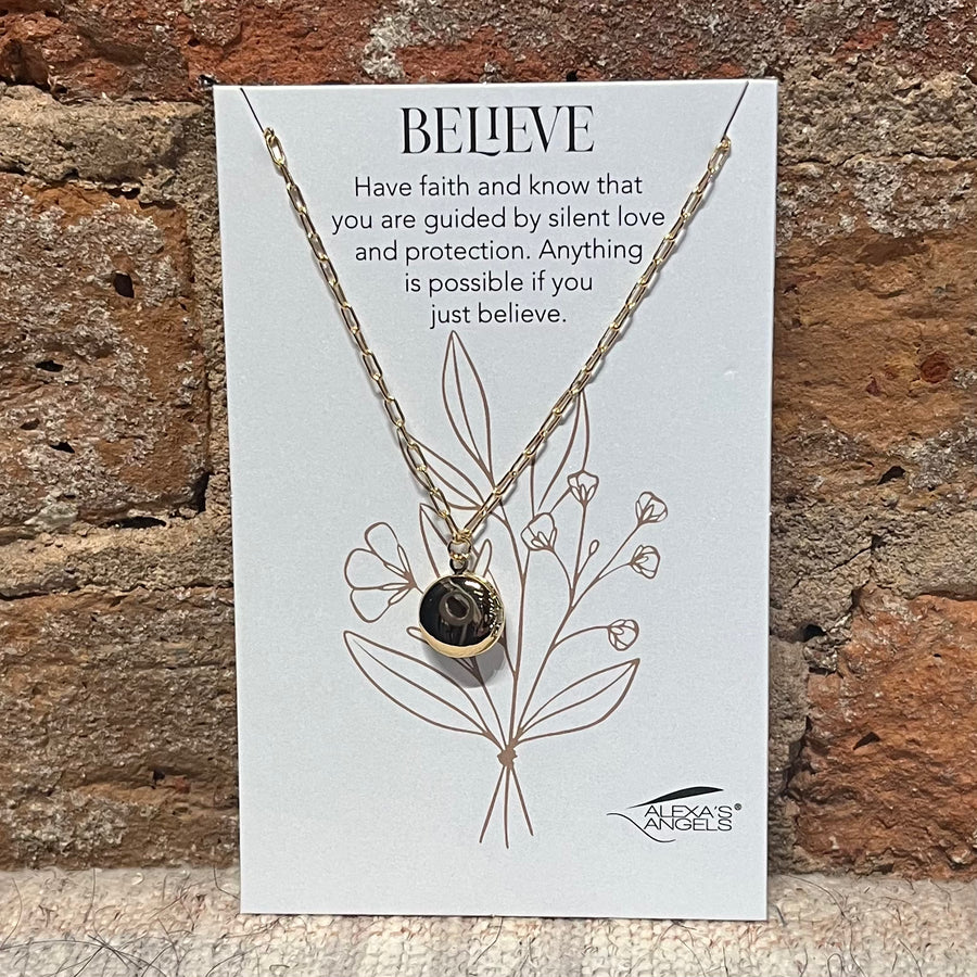 Gold Believe Necklace 22"