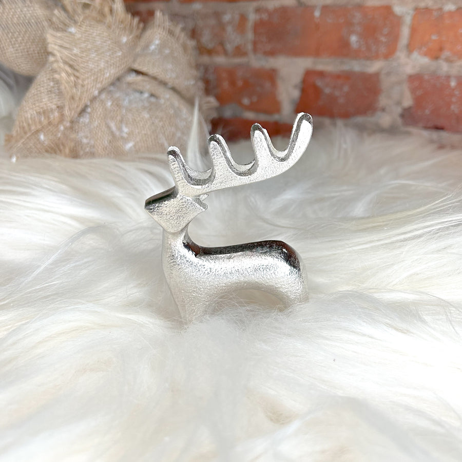 Silver Reindeer Silhouette Figurine