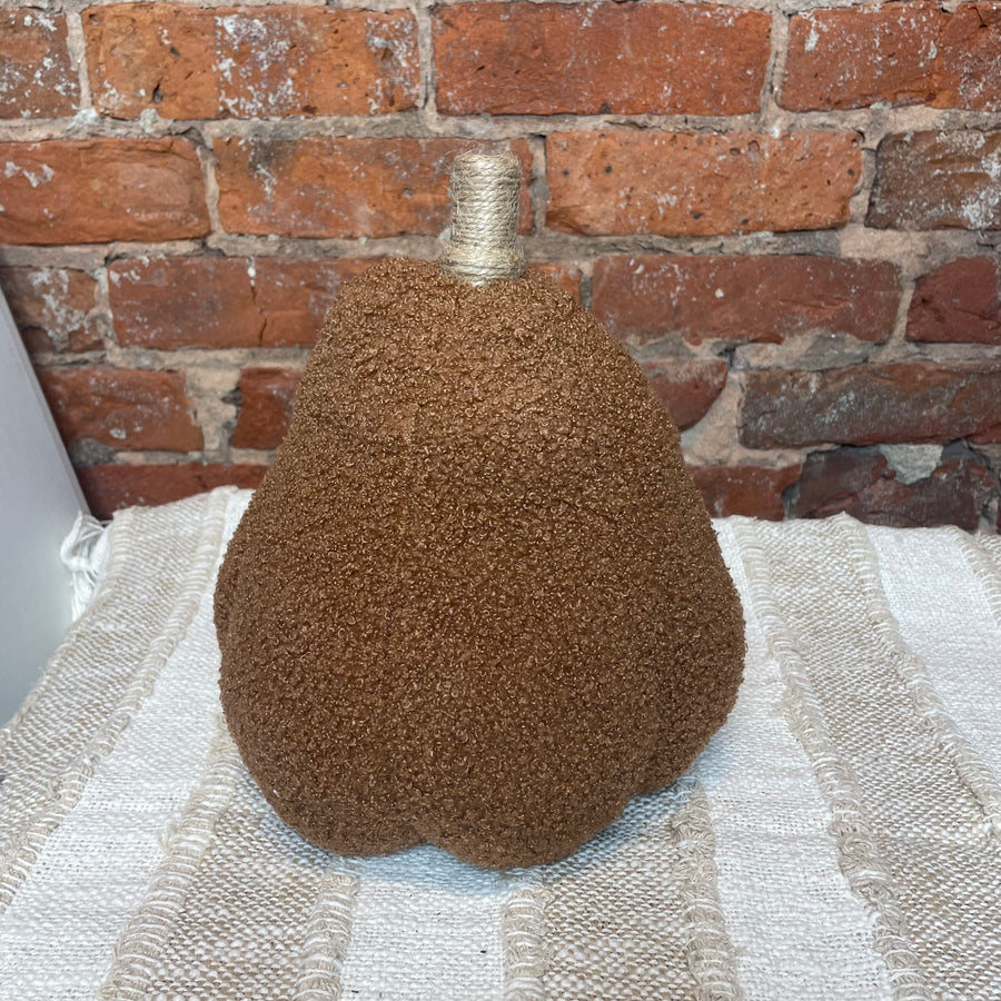 Plush Boucle Brown Pumpkin w/ Jute Stem