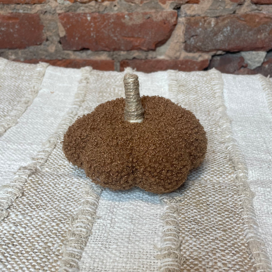 Plush Boucle Brown Pumpkin w/ Jute Stem