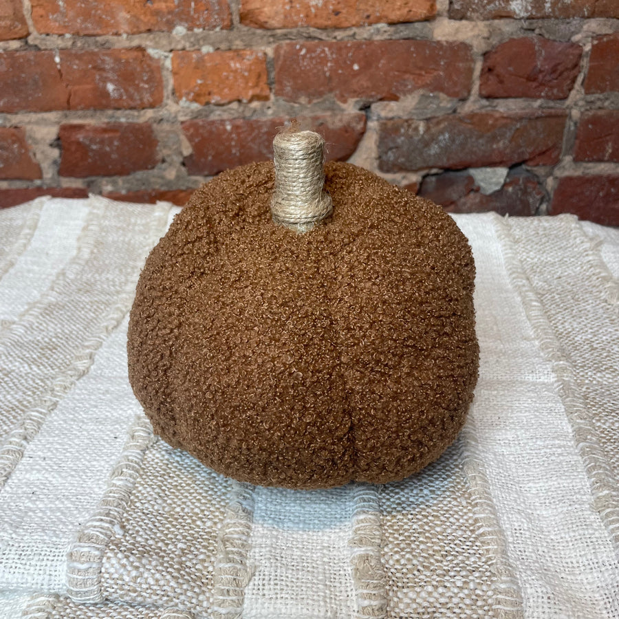 Plush Boucle Brown Pumpkin w/ Jute Stem