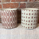Cream/Terracotta Patterned Container 7.5"
