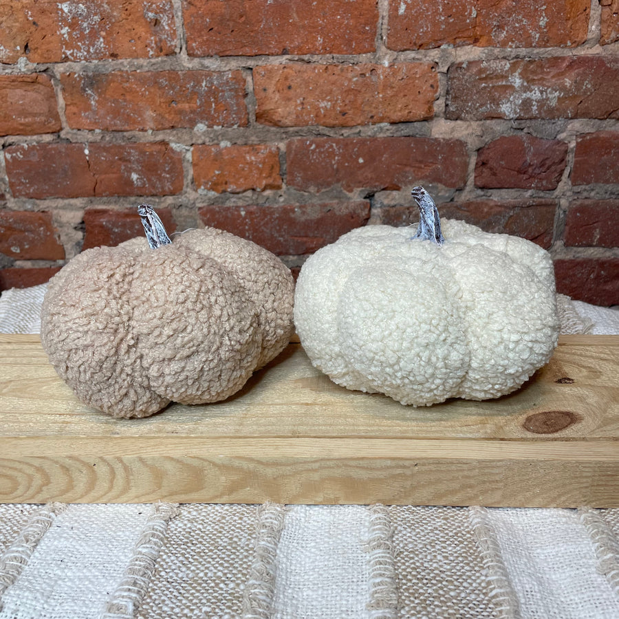 Neutral Plush Boucle Pumpkin 7x5”