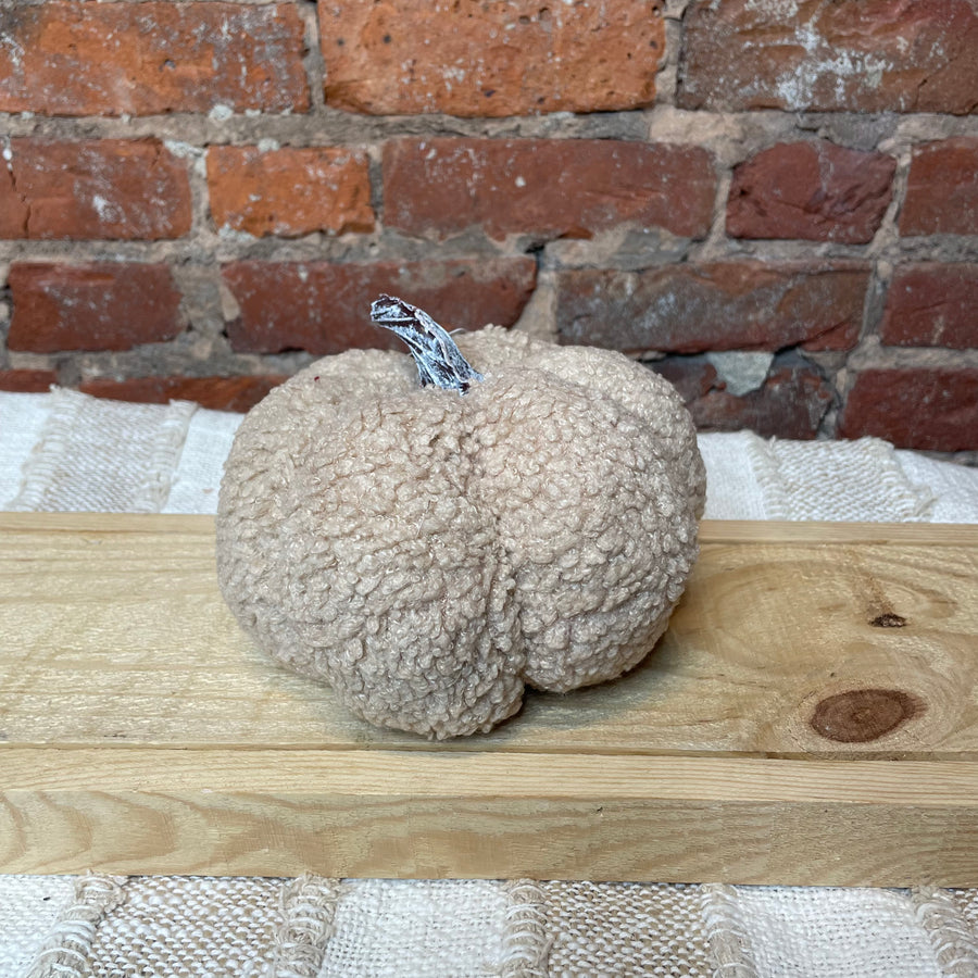 Neutral Plush Boucle Pumpkin 7x5”