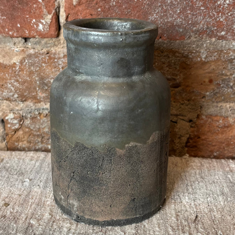 Ceramic Pot w/ Gray Glazed Top