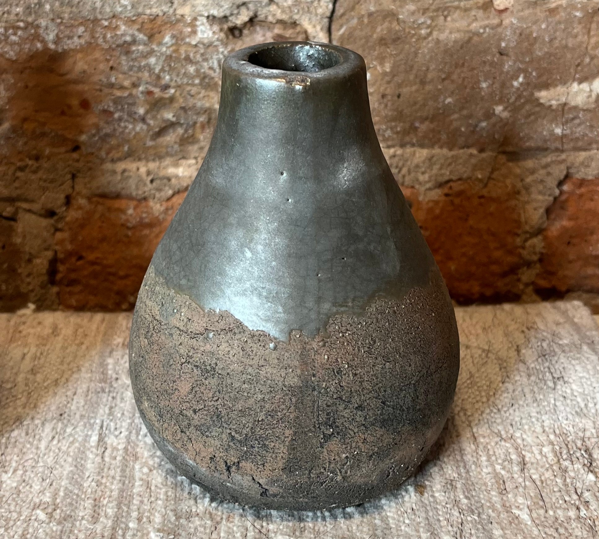 Ceramic Pot w/ Gray Glazed Top