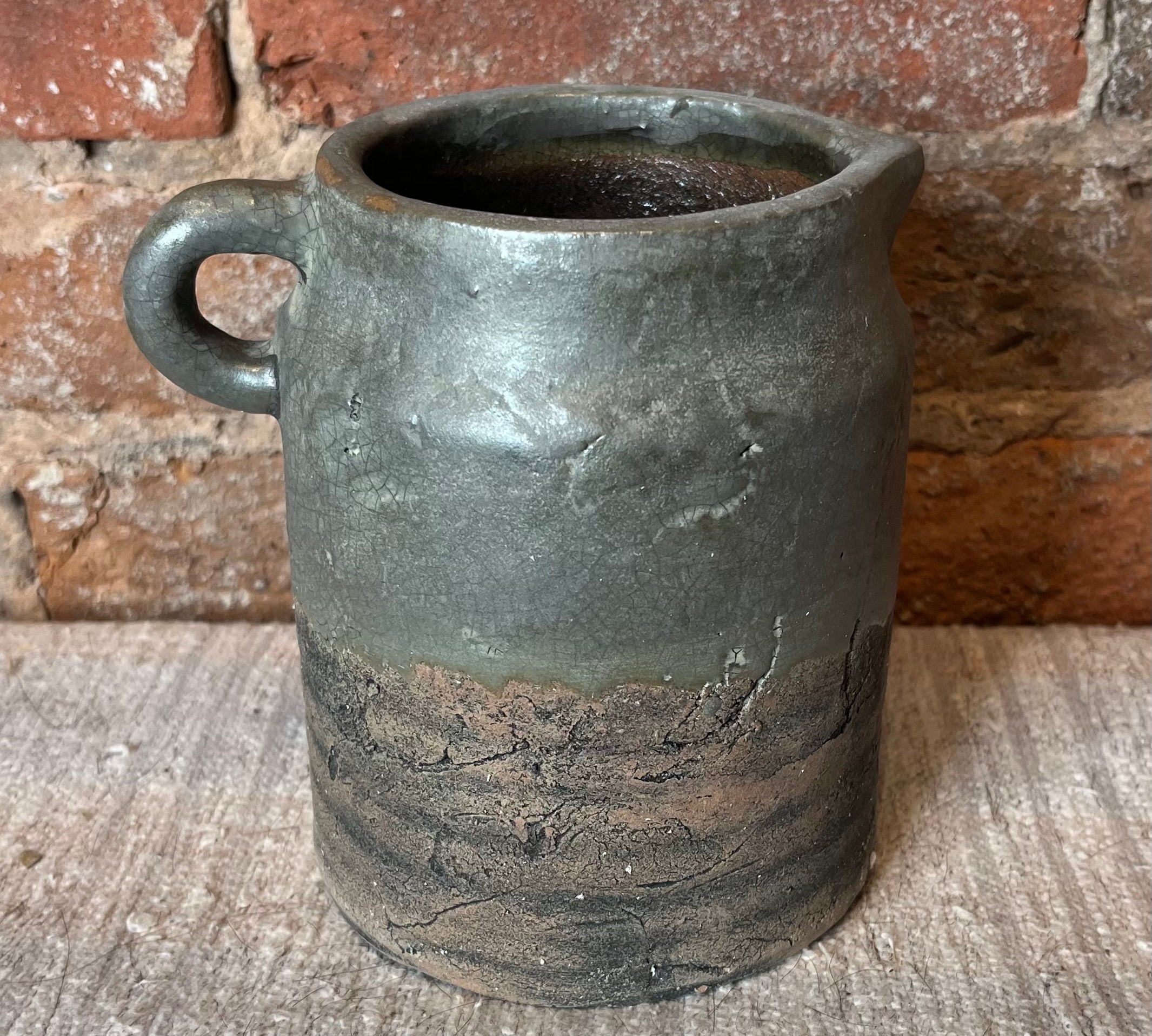 Ceramic Pot w/ Gray Glazed Top