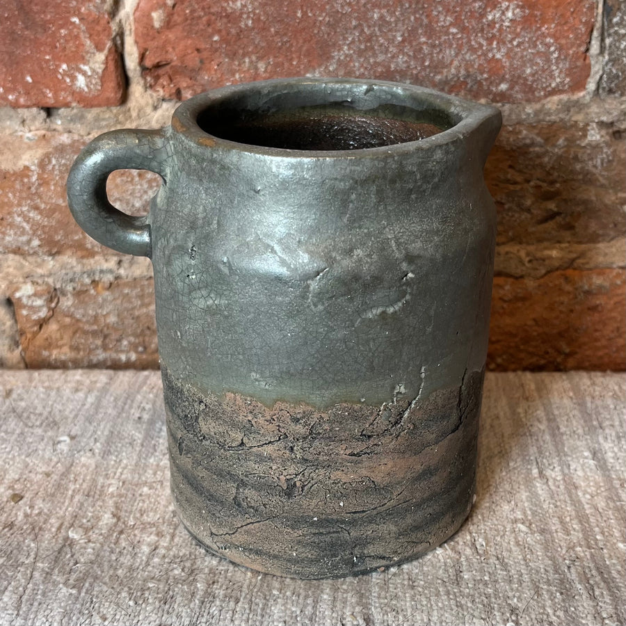 Ceramic Pot w/ Gray Glazed Top