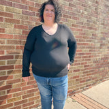 Plus V-Neck Drop Shoulder Sweater