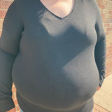 Plus V-Neck Drop Shoulder Sweater
