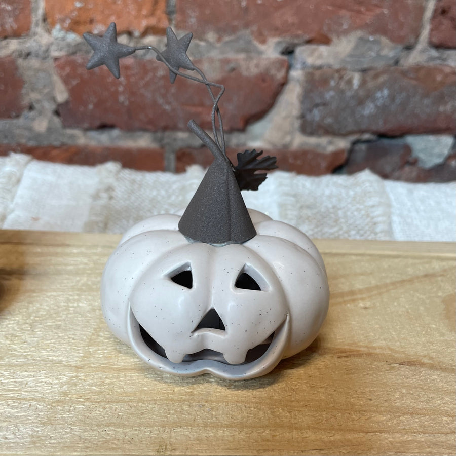 Mini Cream Light Up Jack O Lantern 3.25”