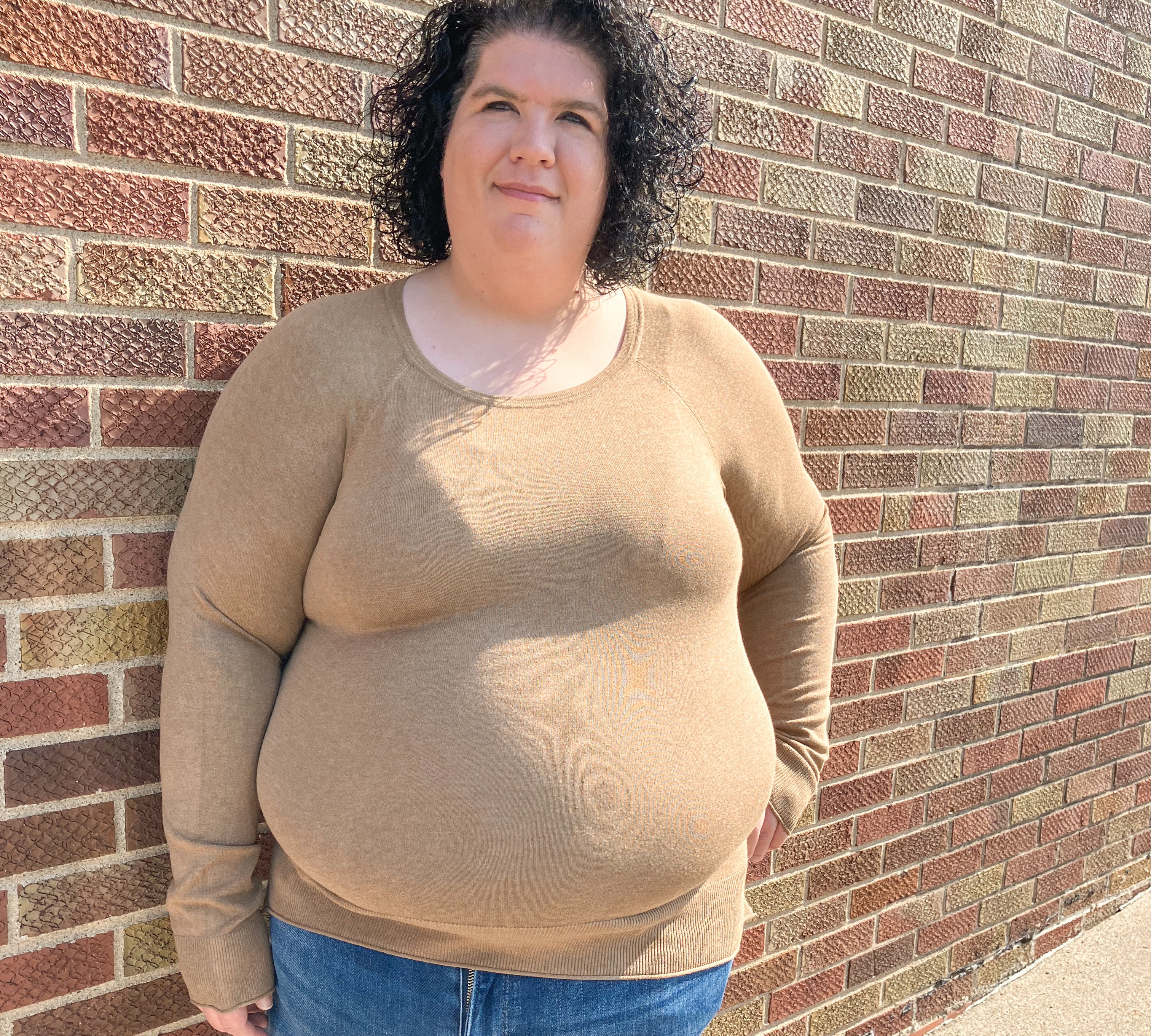 Plus Round Neck Raglan Sweater
