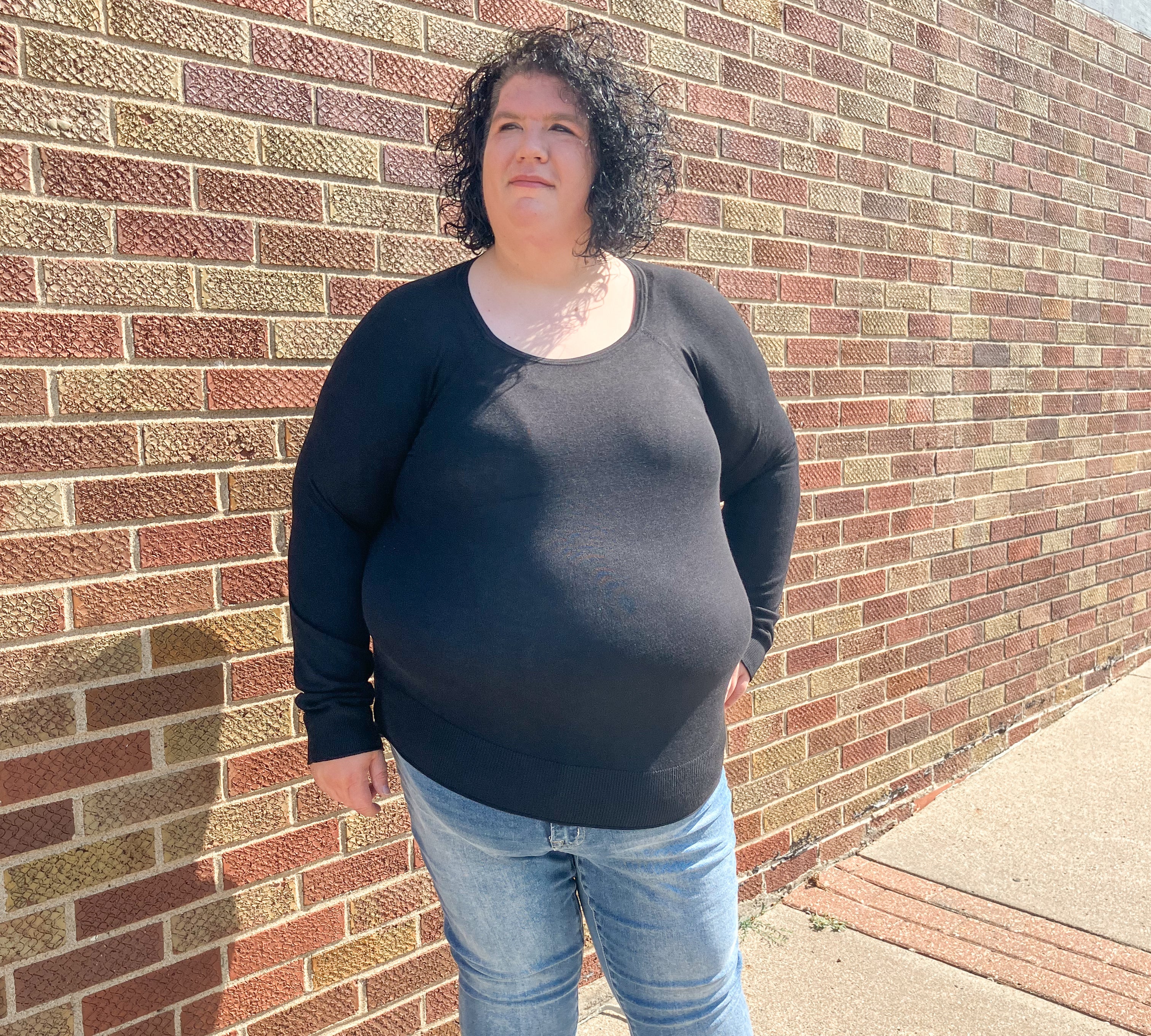 Plus Round Neck Raglan Sweater