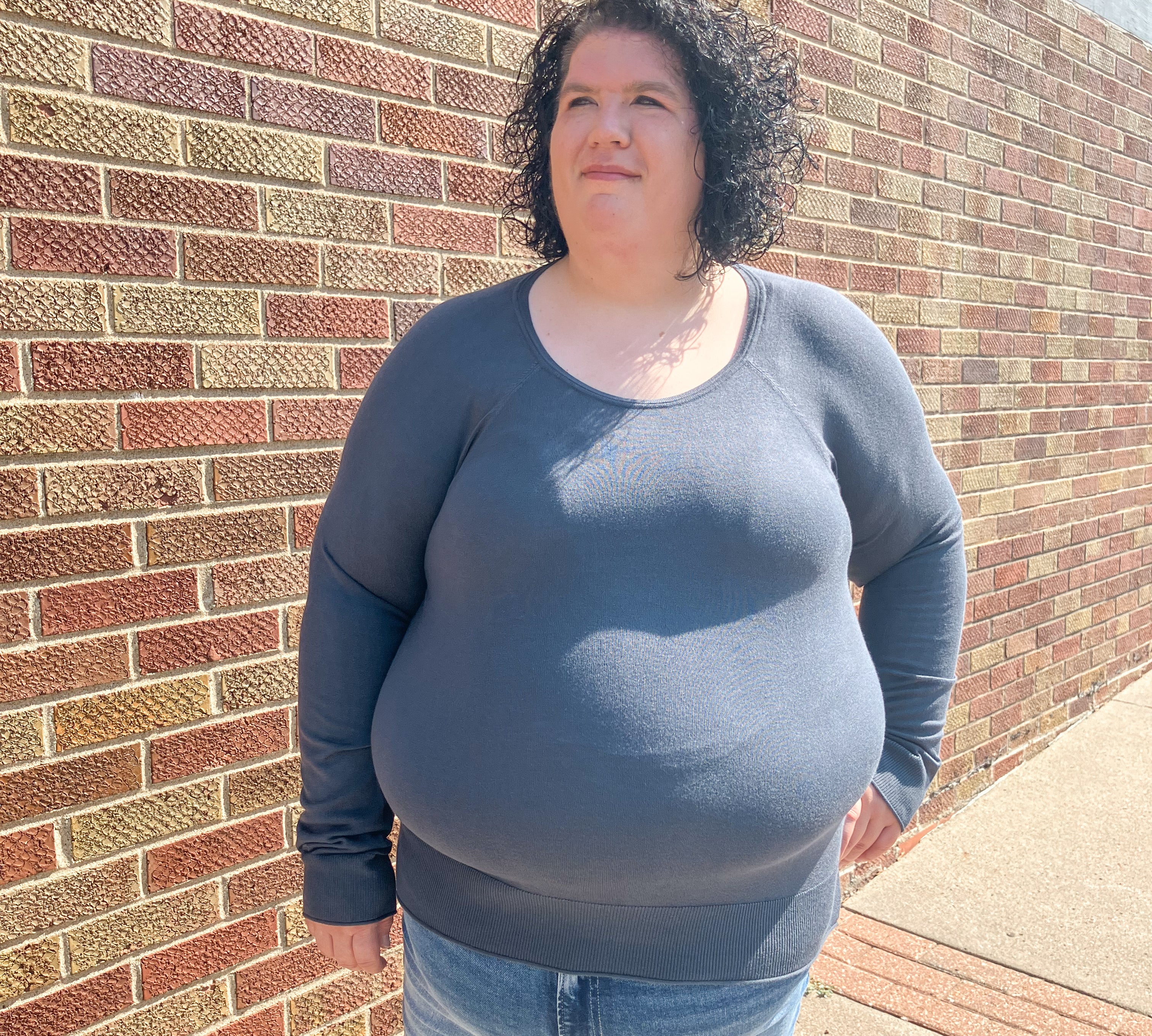 Plus Round Neck Raglan Sweater