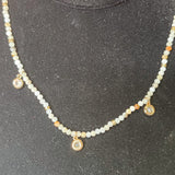 Multi Color Beaded Necklace w/Round Crystals