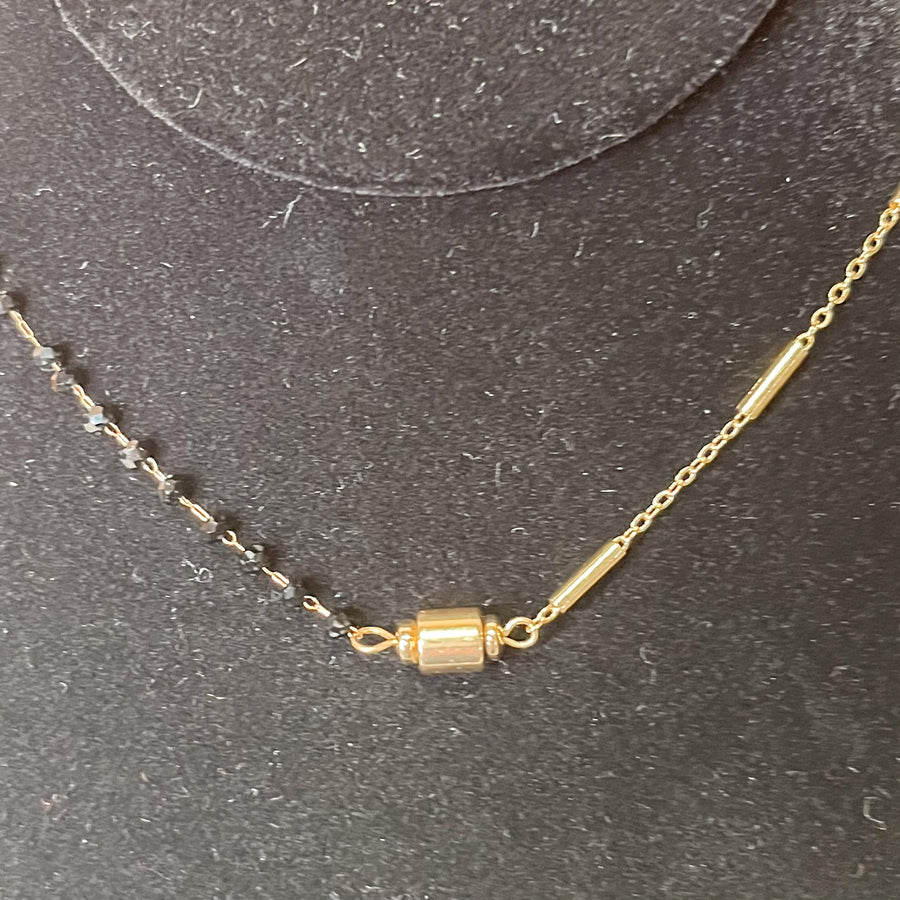 Gold Chain/Black Bead Necklace