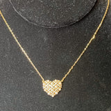 18k Gold Cable Chain Necklace w/Pearl Heart 15"