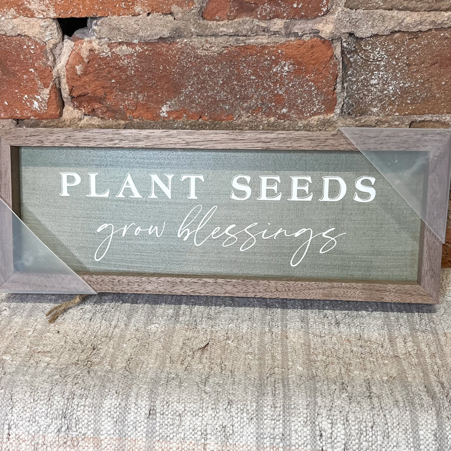 Plant Seeds Grow Blessings Sign 12x4x1.5"