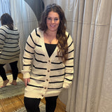Cream/Black Stripe Sweater Cardigan